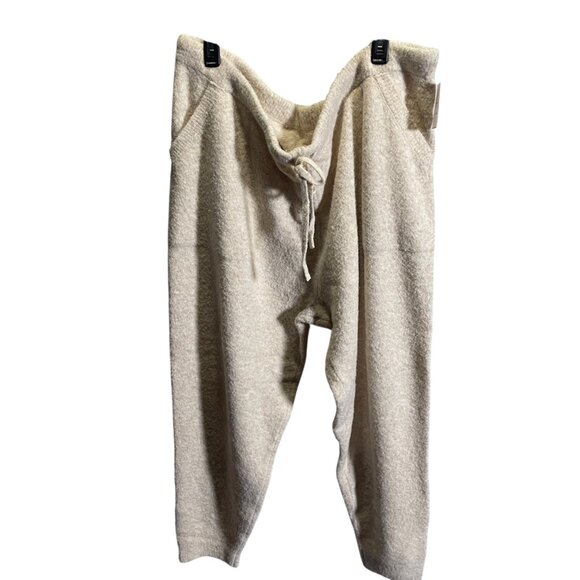 Auden Womens 3X Oatmeal Fleece Lounge Pants Relaxed Drawstring - Picture 2 of 5